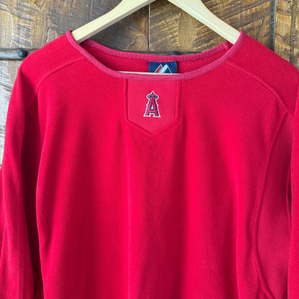 Vintage Majestic Angels Fleece Pullover Mens XXL MLB Baseball Warmup Long Sleeve